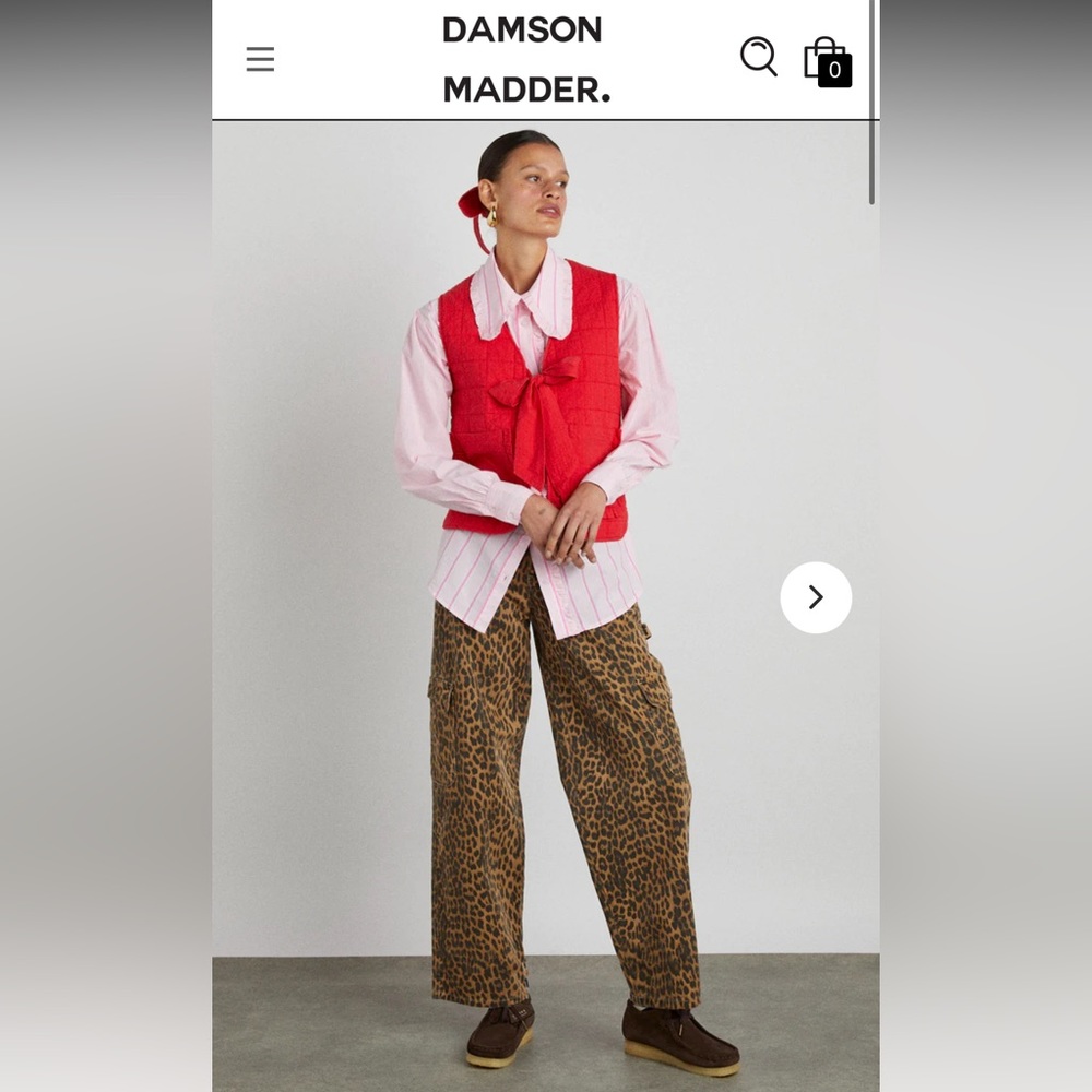 Leopard Cargo Jeans (Damson Madder) Never Worn, Size UK 10.